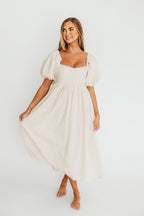 Hamilton Midi Dress in Ivory - Bump Friendly & Inclusive Sizing (S-2XL)