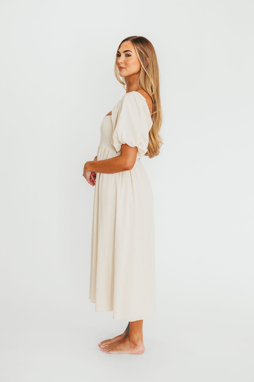 Hamilton Midi Dress in Ivory - Bump Friendly & Inclusive Sizing (S-2XL)