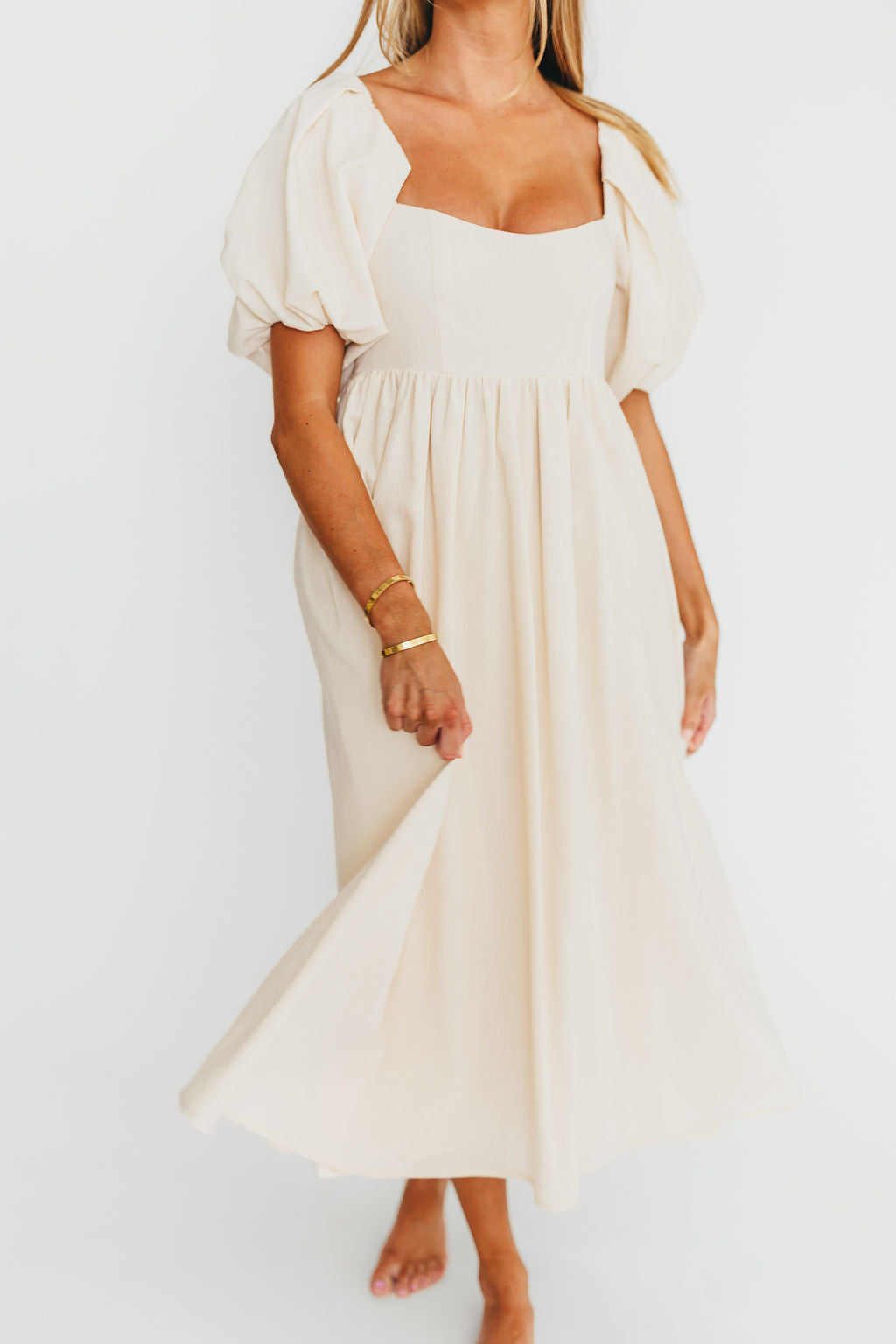 Hamilton Midi Dress in Ivory - Bump Friendly & Inclusive Sizing (S-2XL)