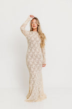 Seraphine Lace Maxi Dress in Cream - Inclusive Sizing & Bump Friendly (Size Up for Bump)