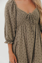 Cecilia 100% Cotton Maxi Dress in Olive Foliage