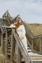 Hunter 100% Cotton Midi Dress in Custard Foliage - Bump Friendly