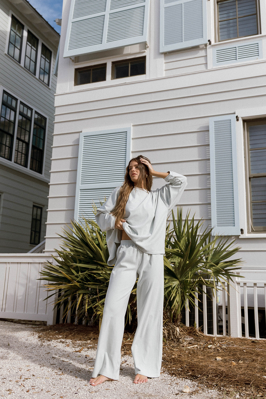 Naomi Striped Long Sleeve Top in Hamptons Blue