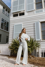 Naomi Striped Long Sleeve Top in Hamptons Blue
