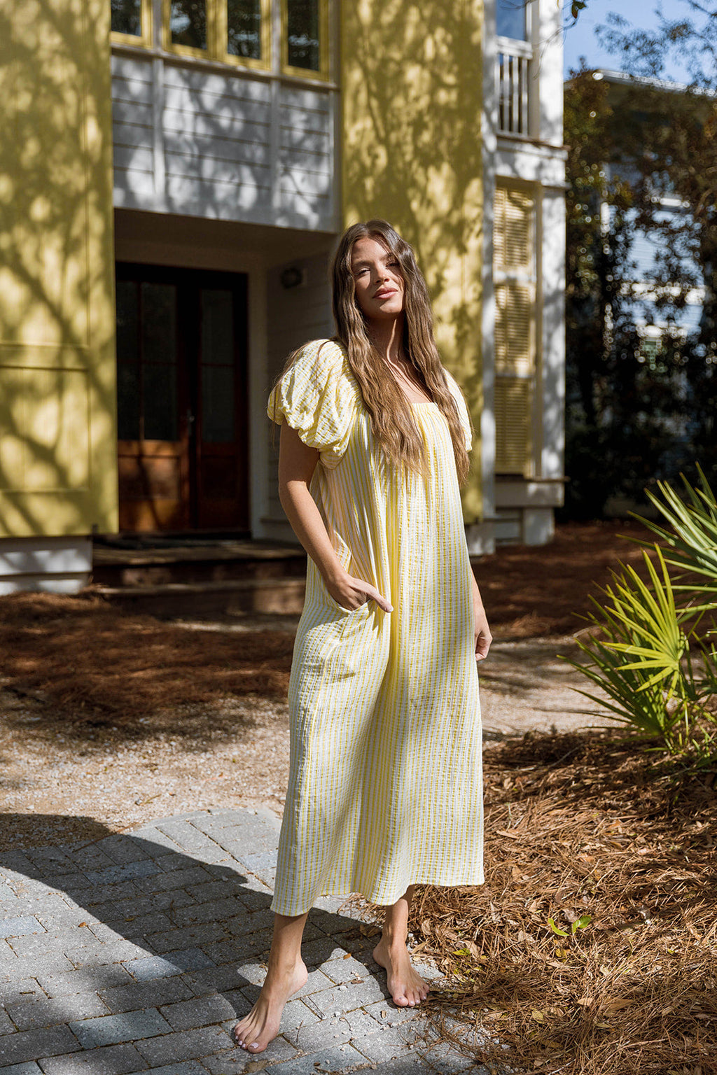 Lana Puff Sleeve Maxi Dress in Yellow