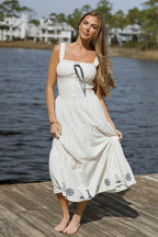 Ariel Nautical Tie Maxi Dress in Off White