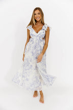 Jillian Floral Midi Dress in Blue *Final-Sale*