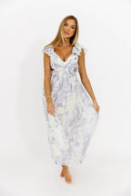 Jillian Floral Midi Dress in Blue *Final-Sale*