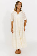 Kristin Tiered Woven Maxi Dress with Detachable Liner in Ivory - Bump Friendly (Restocking in August)