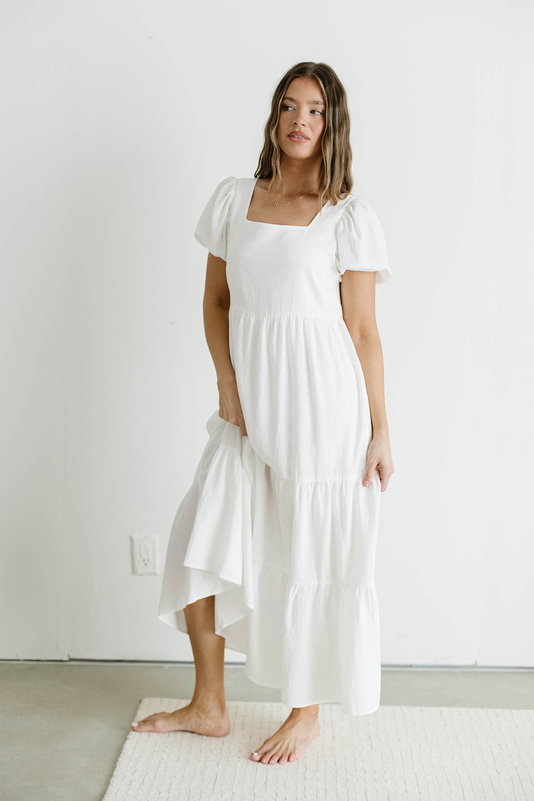 Marlina Midi Dress in Ivory