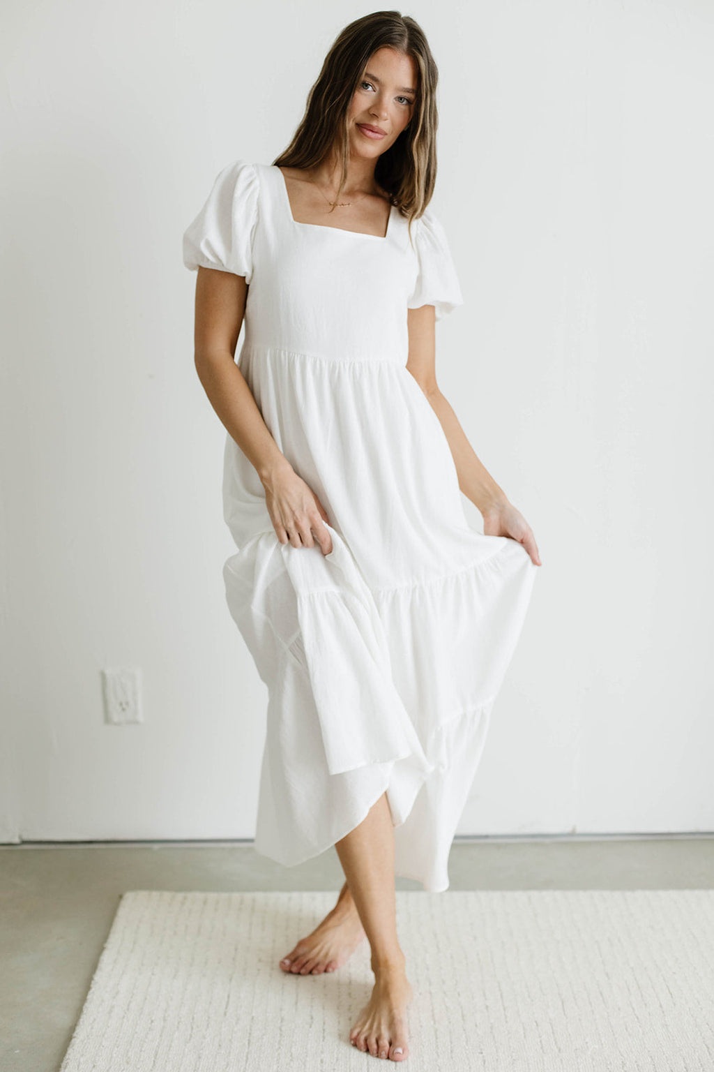 Marlina Midi Dress in Ivory