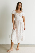 Debbie Bow Front Floral Midi Dress in Pink