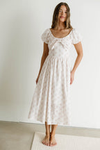 Debbie Bow Front Floral Midi Dress in Pink