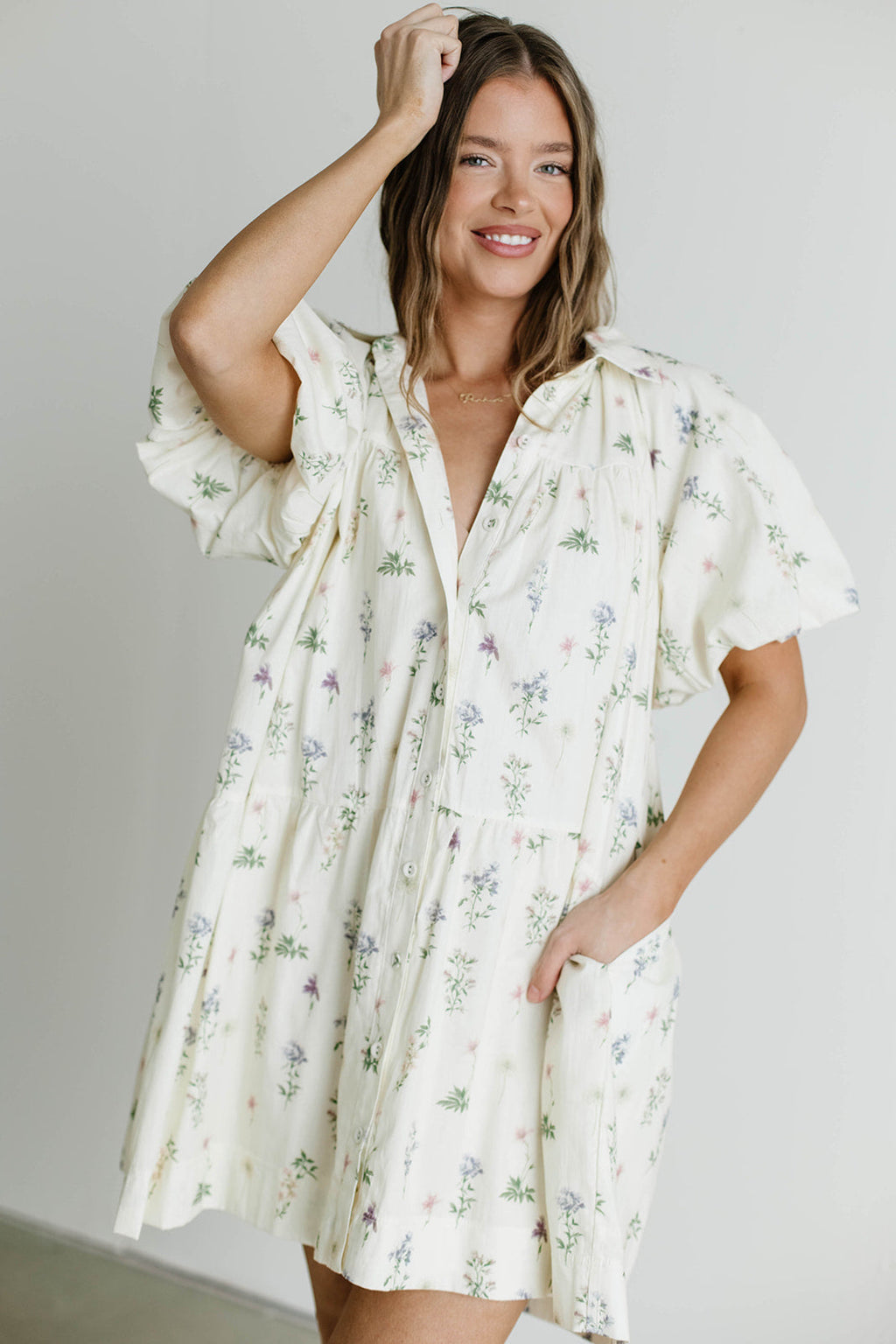 Sinclair 100% Cotton Mini Shirt Dress in Floral