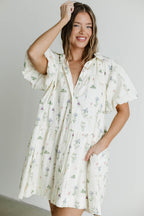 Sinclair 100% Cotton Mini Shirt Dress in Floral