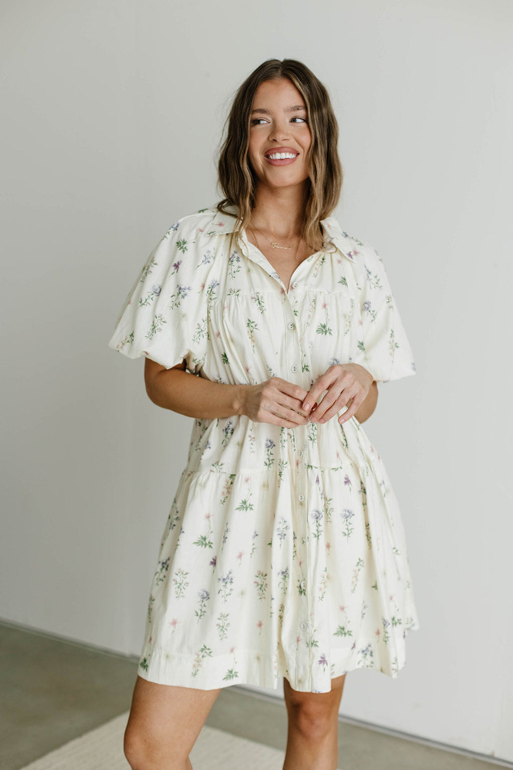 Sinclair 100% Cotton Mini Shirt Dress in Floral