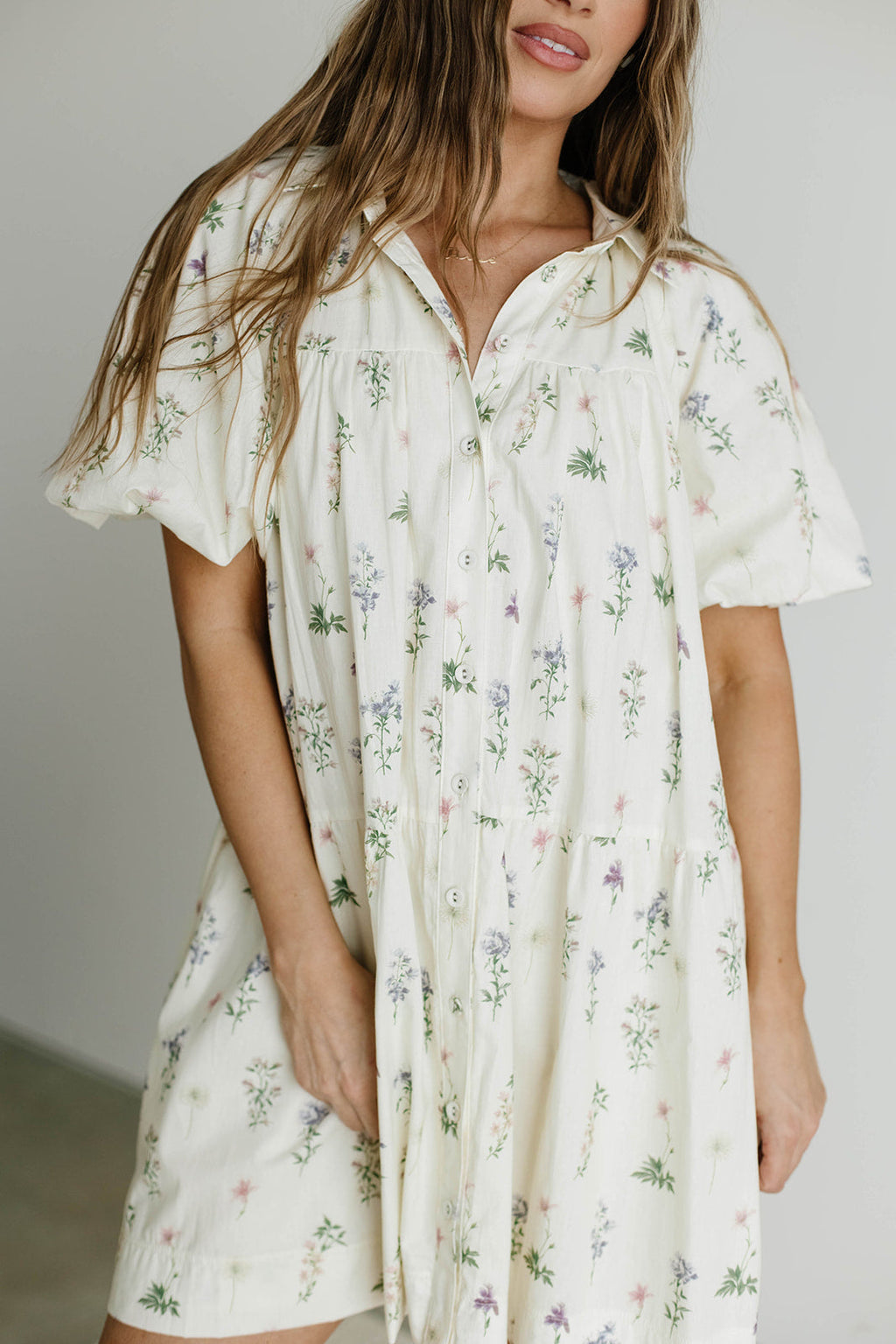 Sinclair 100% Cotton Mini Shirt Dress in Floral