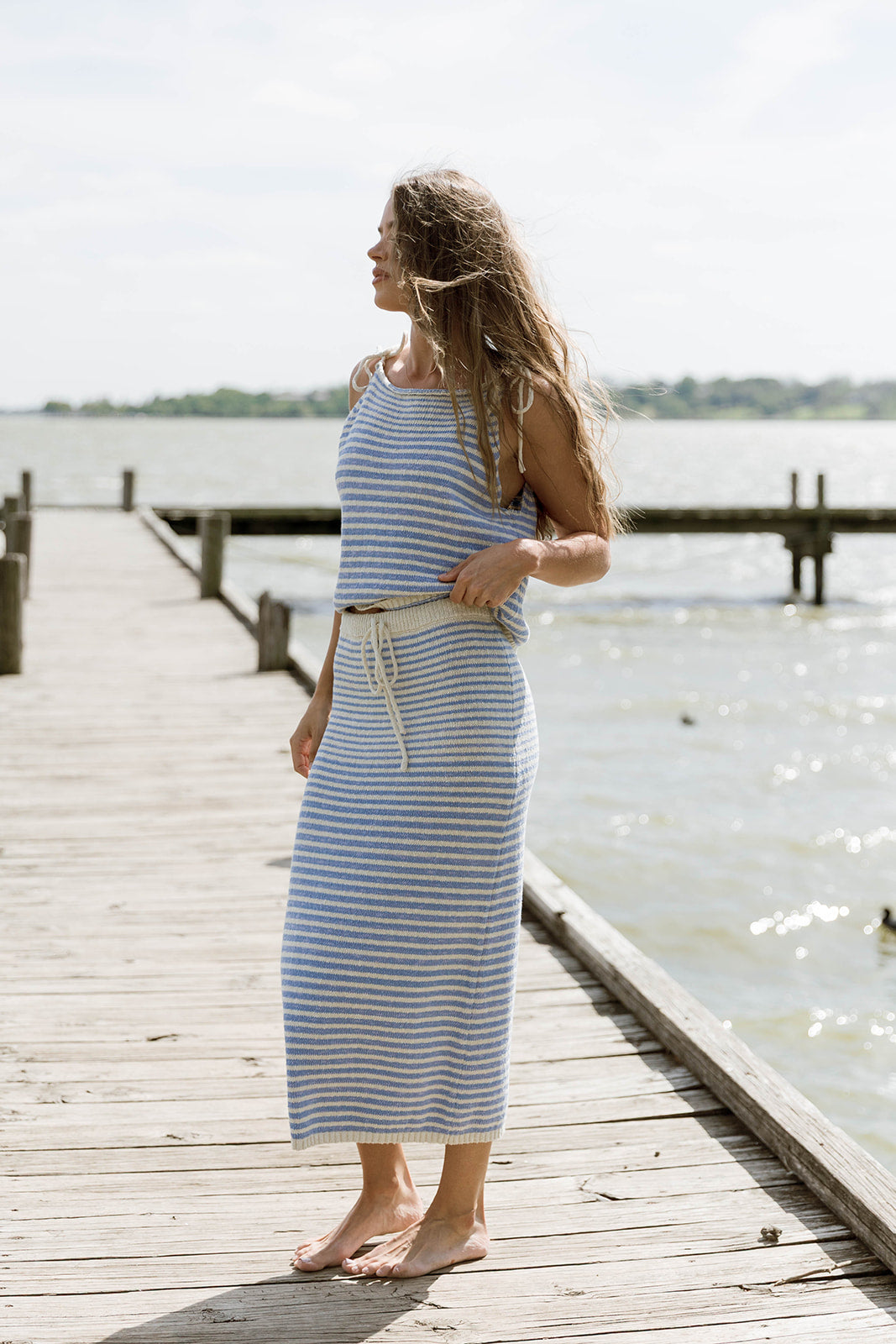 Skyler Knit Set in Blue Natural
