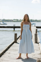 Marin Midi Dress in Blue Stripe