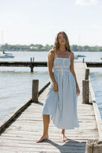 Marin Midi Dress in Blue Stripe