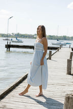 Marin Midi Dress in Blue Stripe