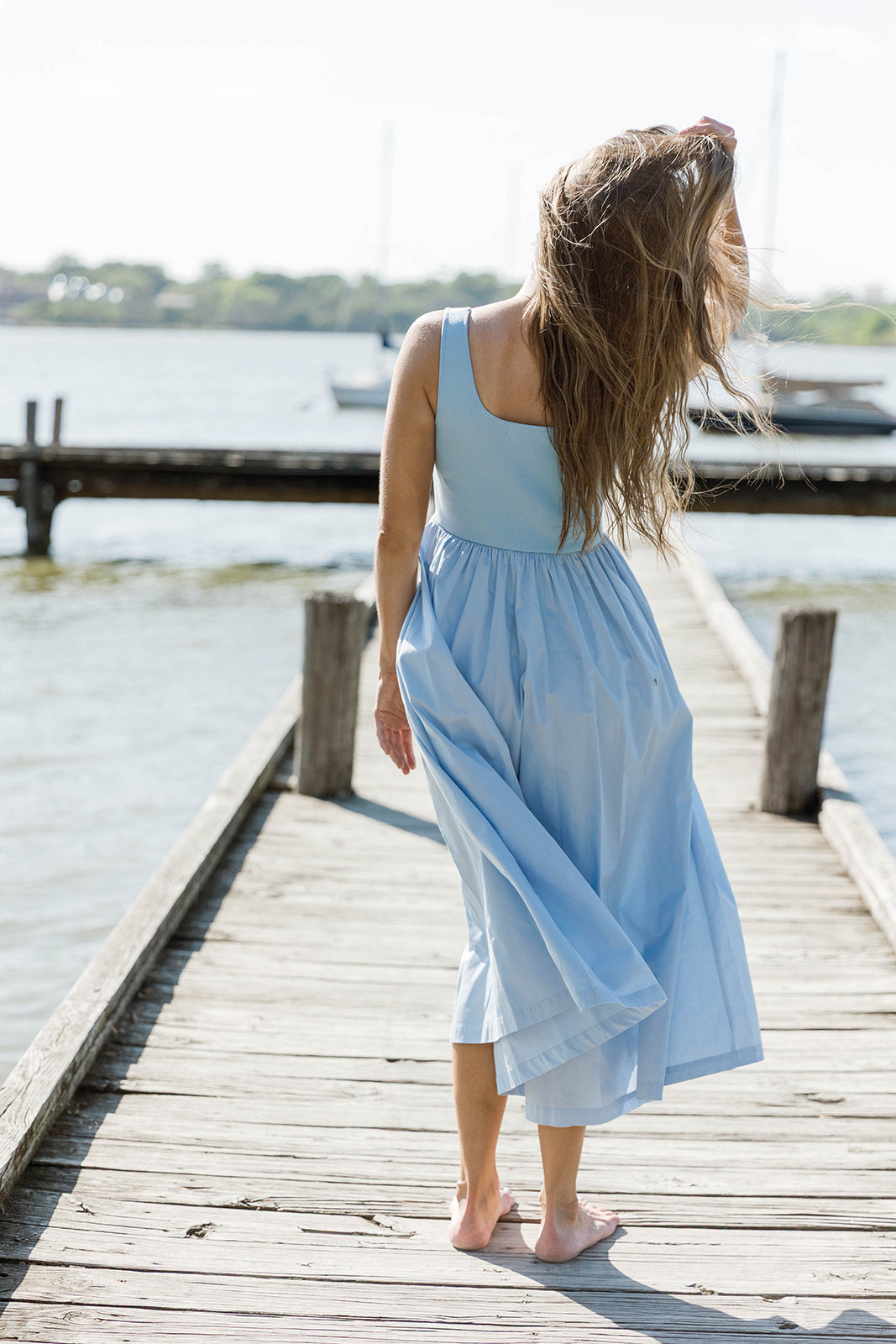 Addie Tank Midi Dress in Blue