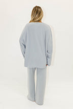 Naomi Oversized Fleece Long Sleeve Top in Dusty Blue