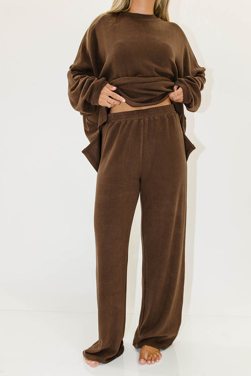 Campbell Fleece Lounge Pants in Chestnut (Restocking Summer)