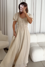 100% Cotton Sydnee Maxi Dress in Premium Blush Floral - Bump Friendly & Inclusive Sizing