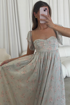 Charleston Maxi Dress in Sage Floral - Bump Friendly & Inclusive Sizing