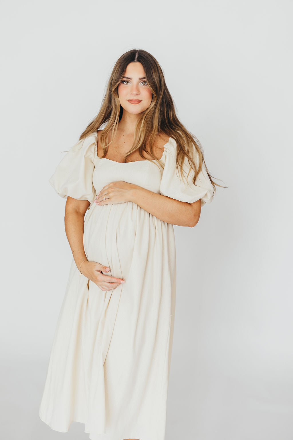 Hamilton Midi Dress in Ivory - Bump Friendly & Inclusive Sizing (S-2XL)