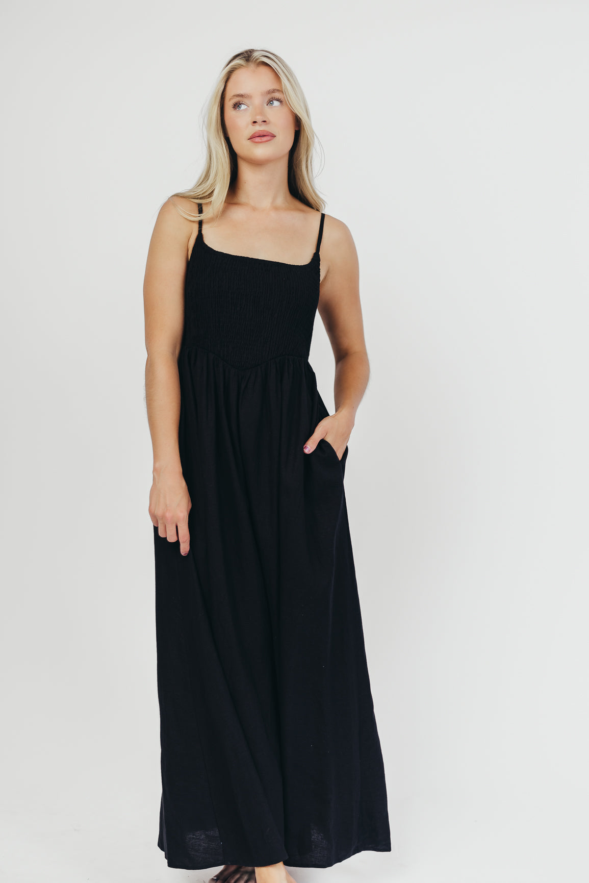 Josefina Smocked Maxi Dress in Black - Bump Friendly *6/23 PRE-ORDER*