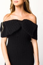 Aston Bow Front Maxi Sweater Dress in Black - Bump Friendly