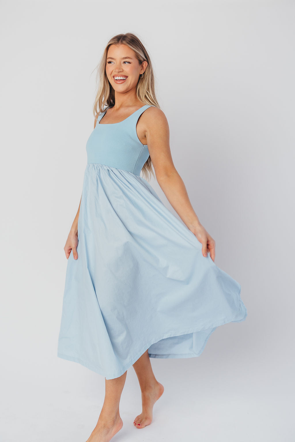 Addie Tank Midi Dress in Blue