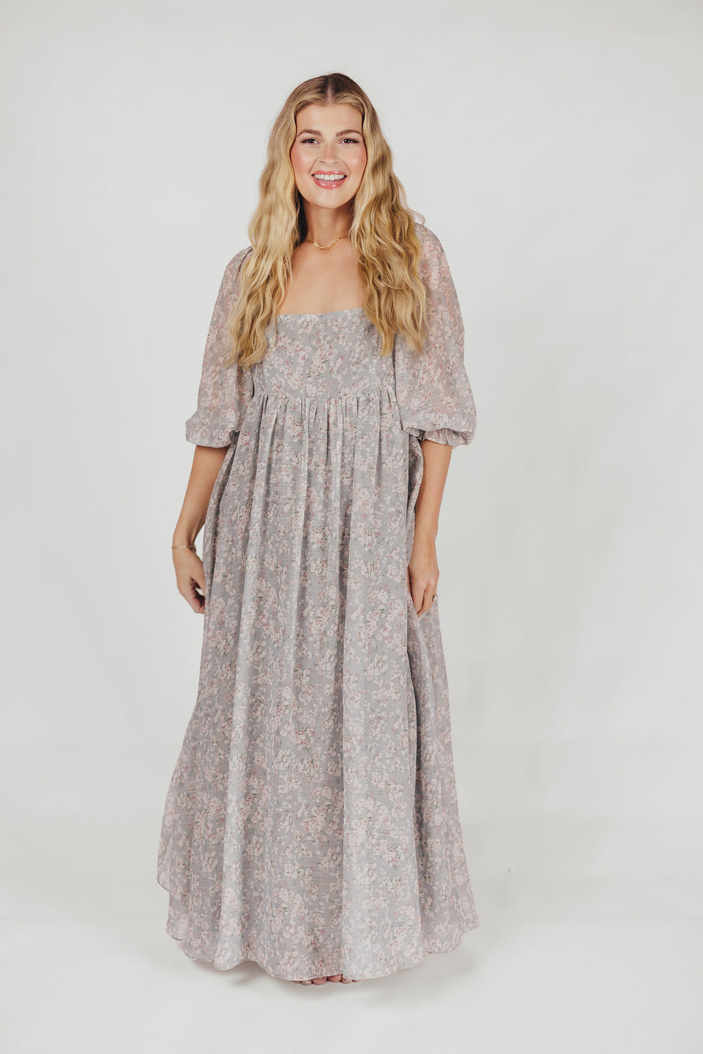 Mona Maxi Dress with Smocking in Sage Green Floral - Bump Friendly