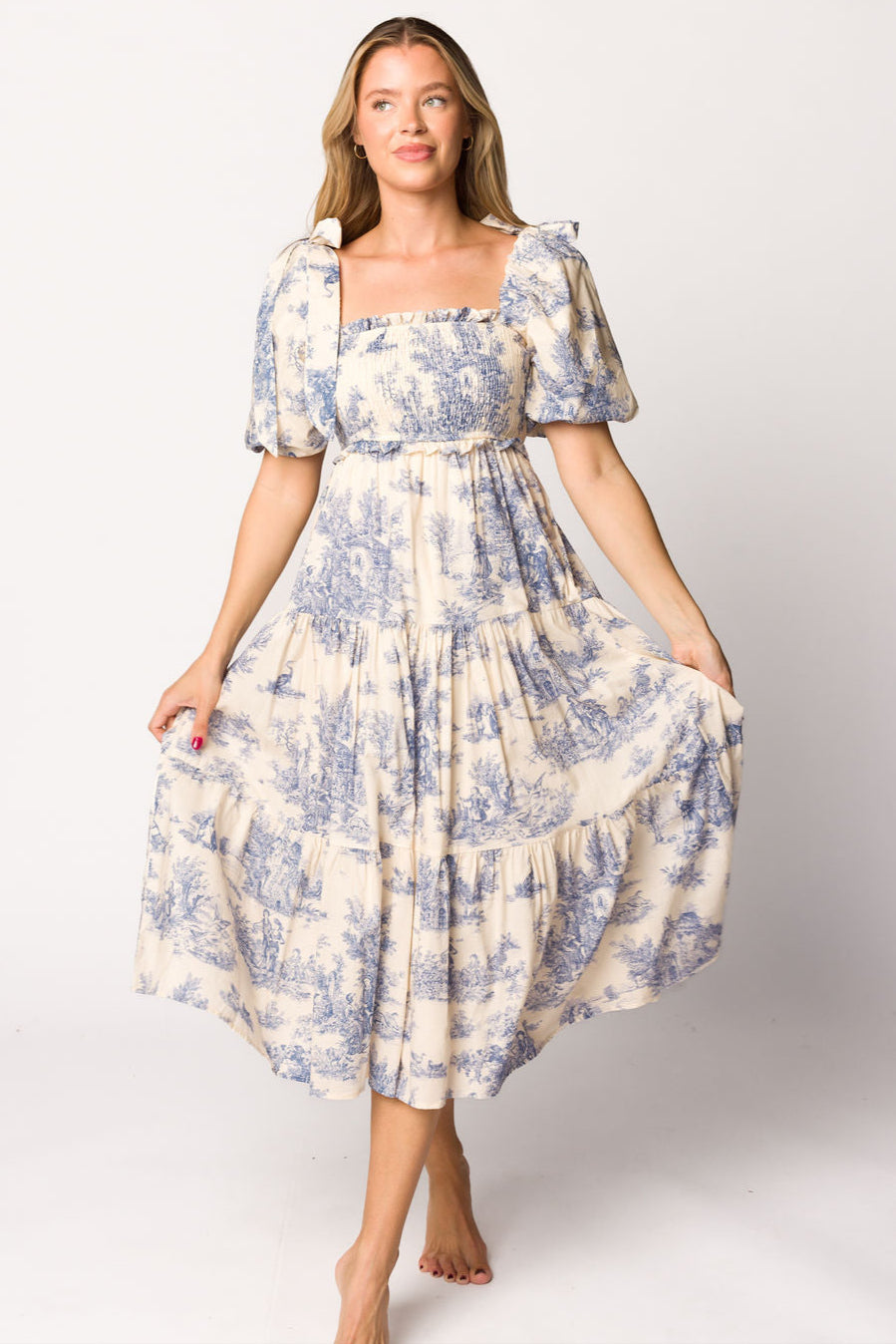 Elena Toile Print Midi Dress