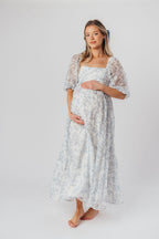 Mona Maxi Dress in Blue/White - Bump Friendly & Inclusive Sizing