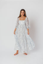 Mona Maxi Dress in Blue/White - Bump Friendly & Inclusive Sizing