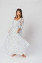 Mona Maxi Dress in Blue/White - Bump Friendly & Inclusive Sizing