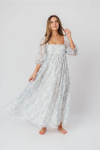 Mona Maxi Dress in Blue/White - Bump Friendly & Inclusive Sizing
