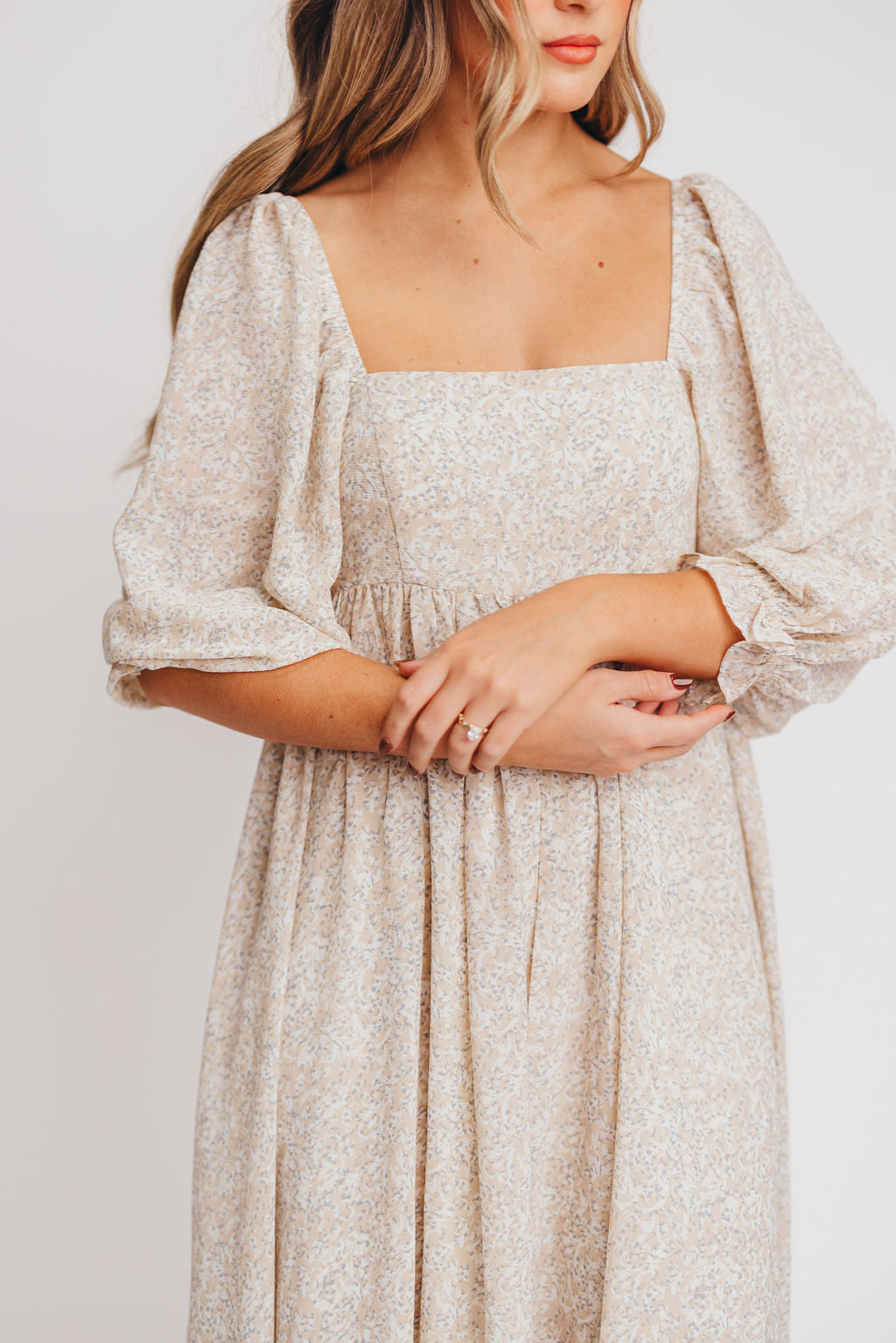 Mona 'Love Story' Maxi Dress in Beige - Bump Friendly and Inclusive Sizing