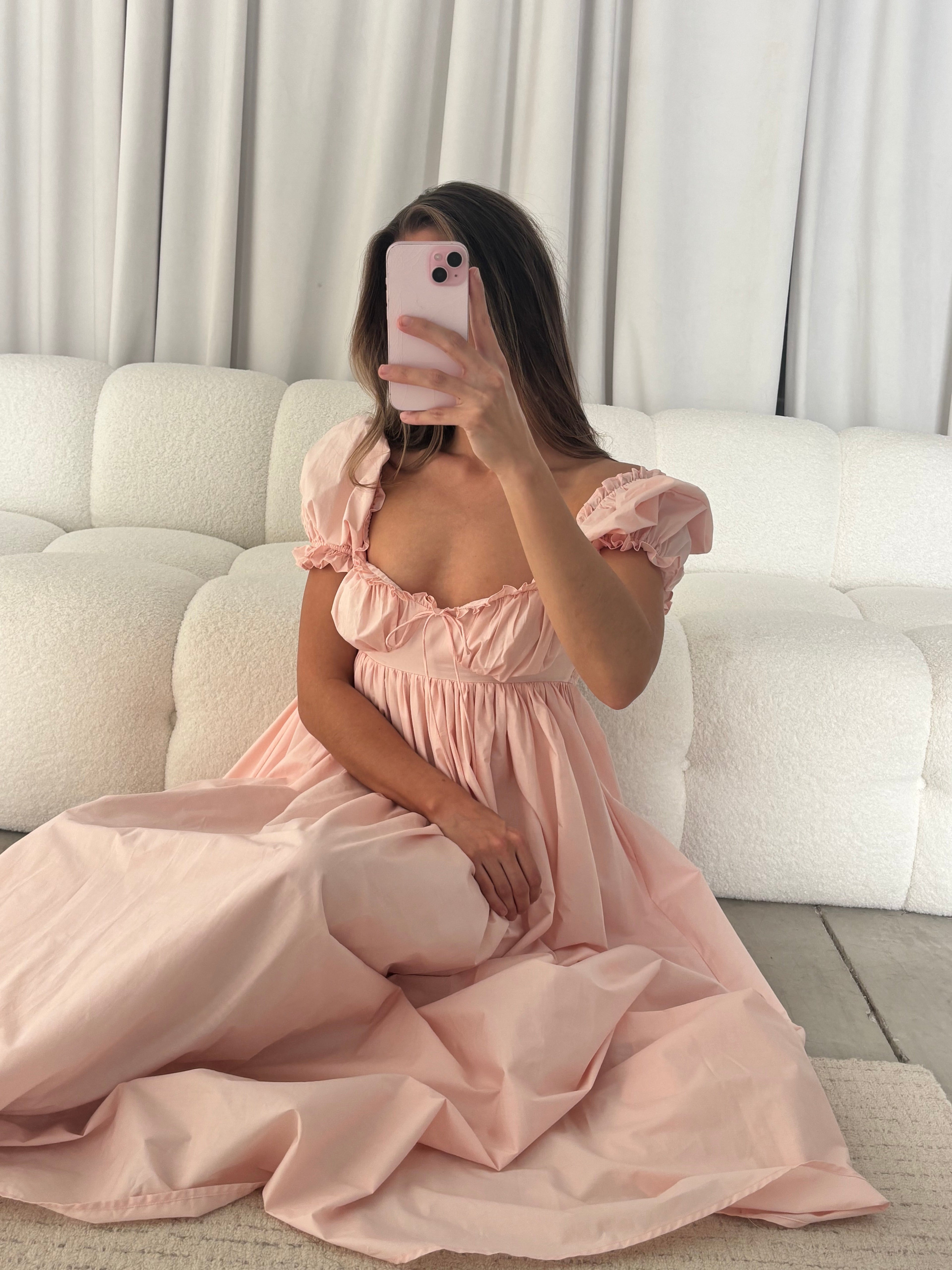 Olivia 100% Cotton Maxi Dress in Pale Pink - Bump Friendly *6/30 PRE-ORDER*