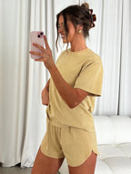Brittany Top & Shorts Set in Classic Beige