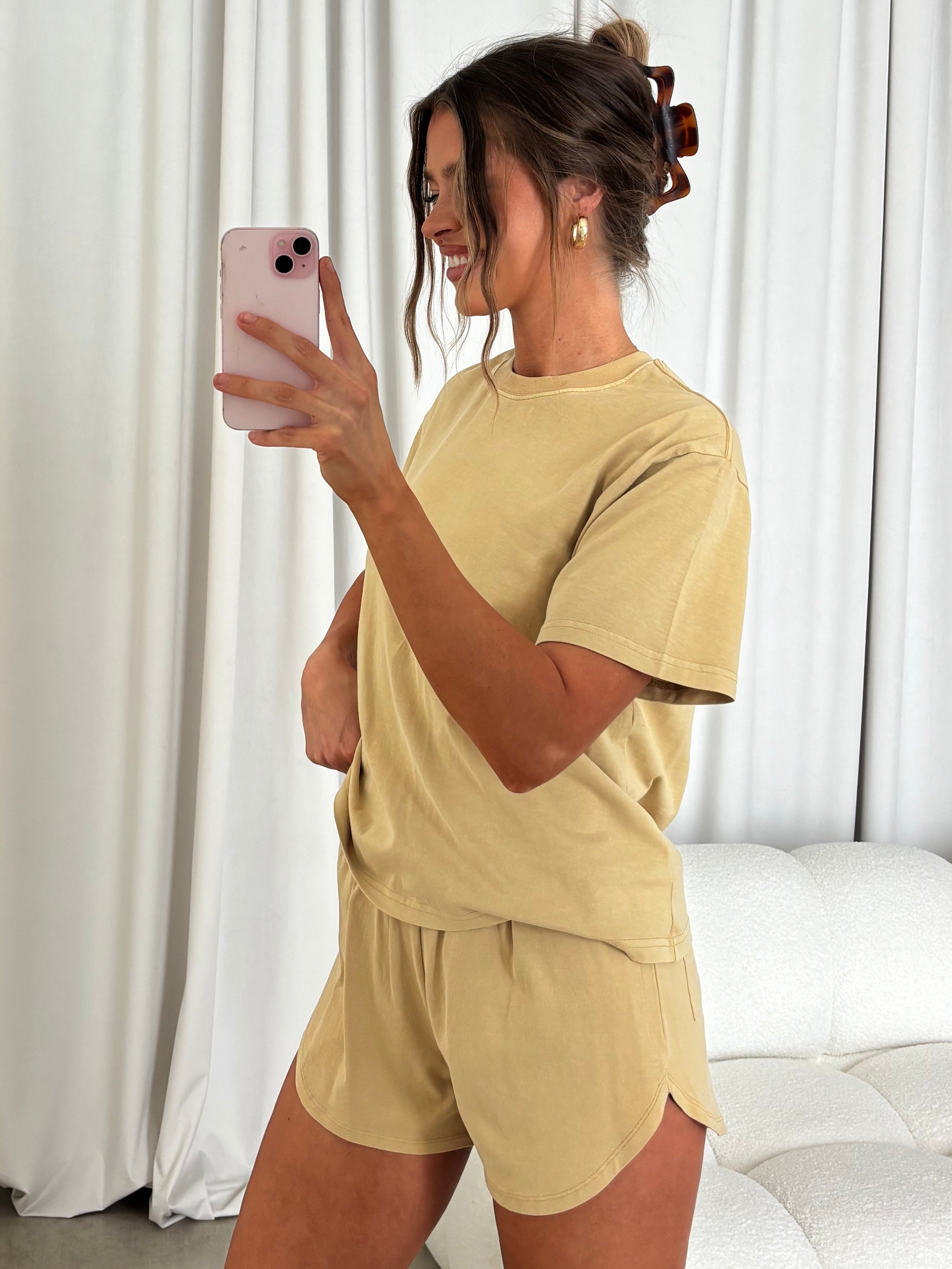 Brittany Top & Shorts Set in Classic Beige