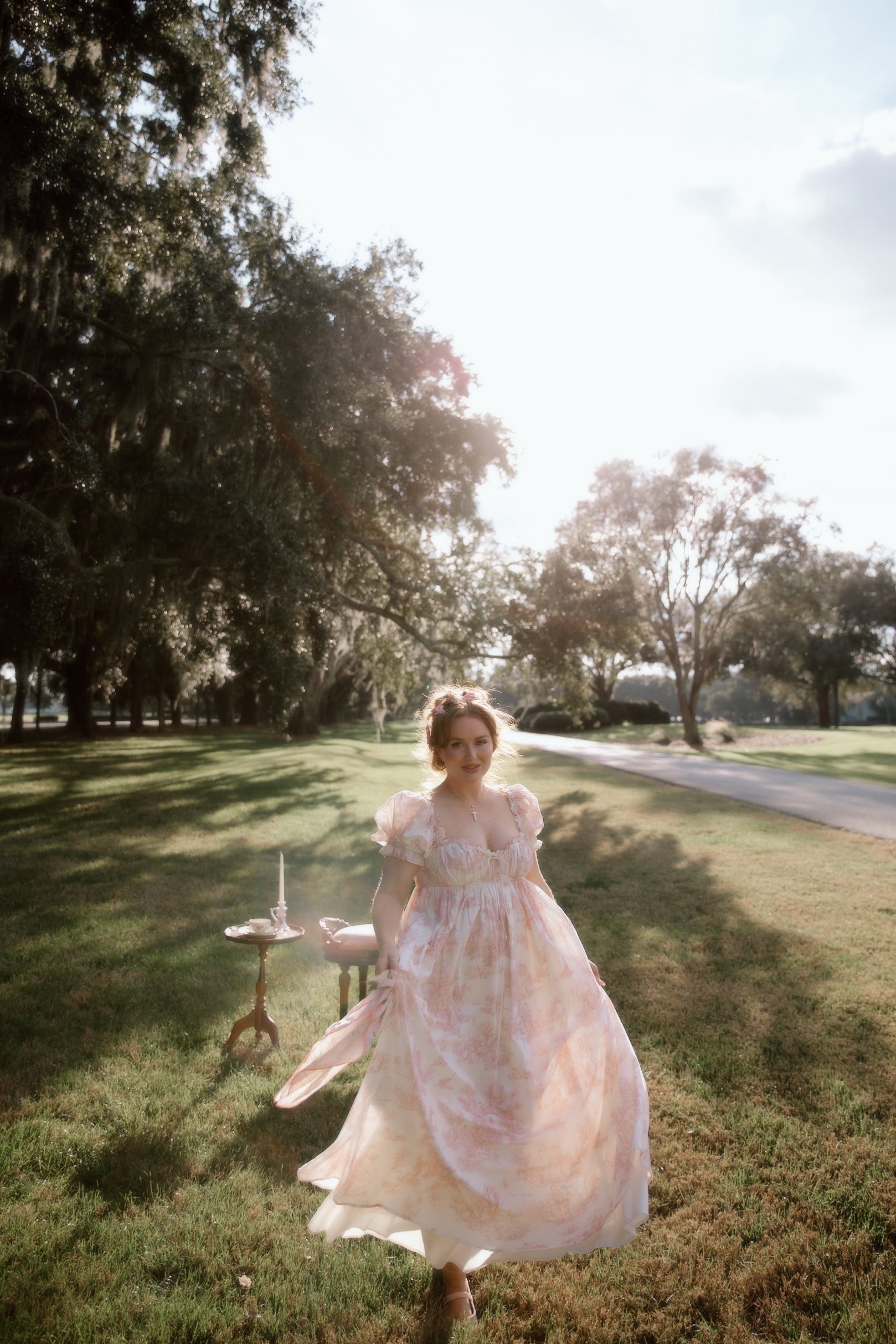 Olivia 100% Cotton Maxi Dress in Pink Toile - Bump Friendly