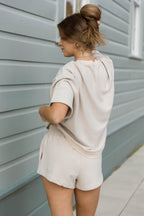 Collins Premium Fleece Shorts in Cream/Grey