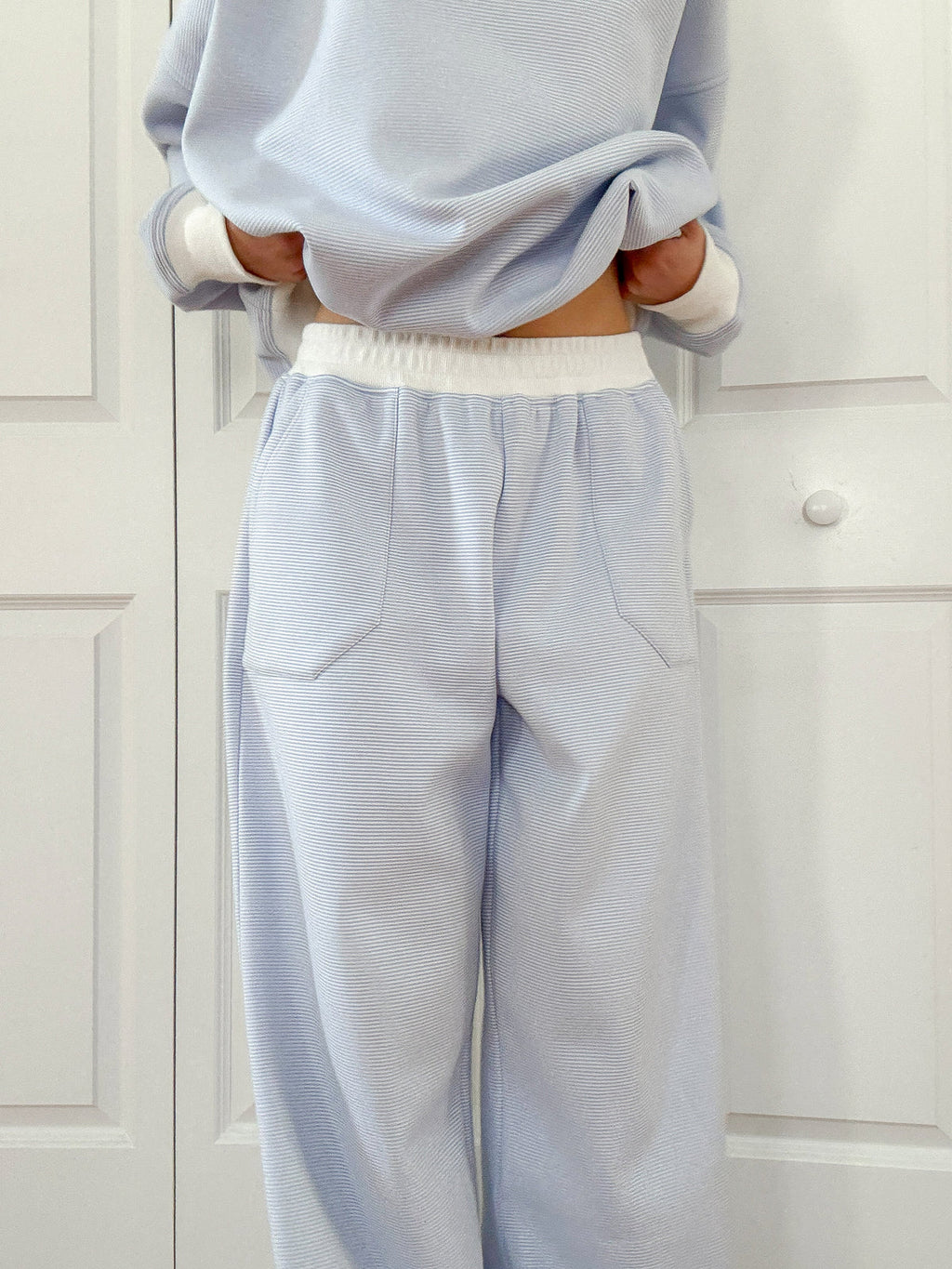Nixon Mini Striped Sweatpants in Blue and White