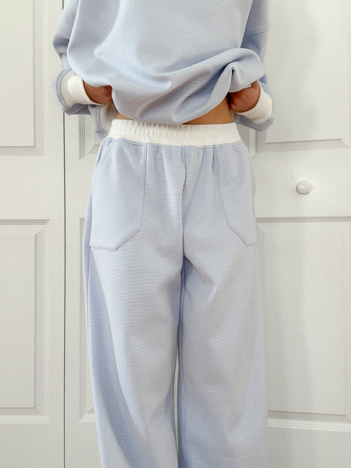 Nixon Mini Striped Sweatpants in Blue and White