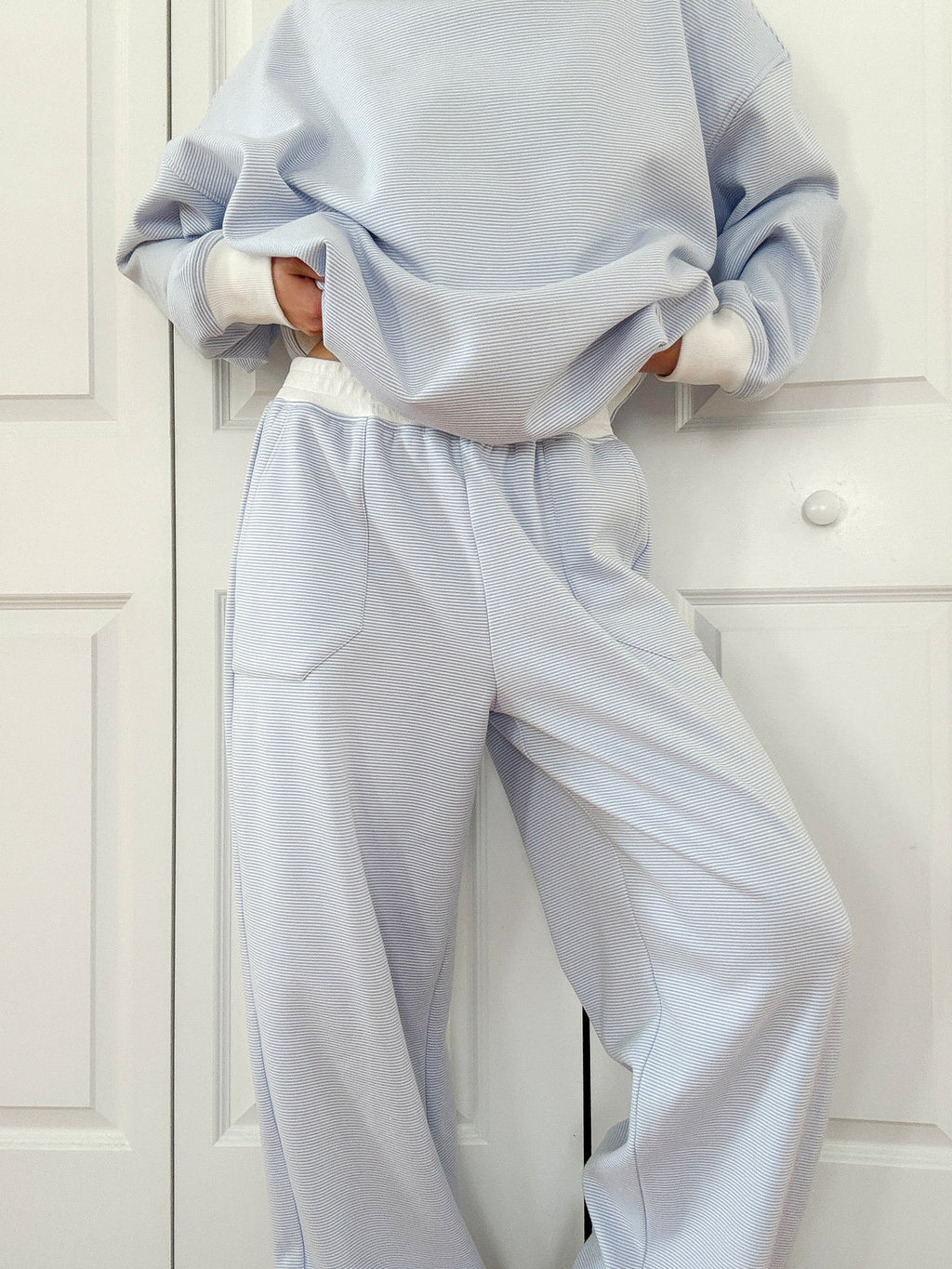Nixon Mini Striped Sweatpants in Blue and White