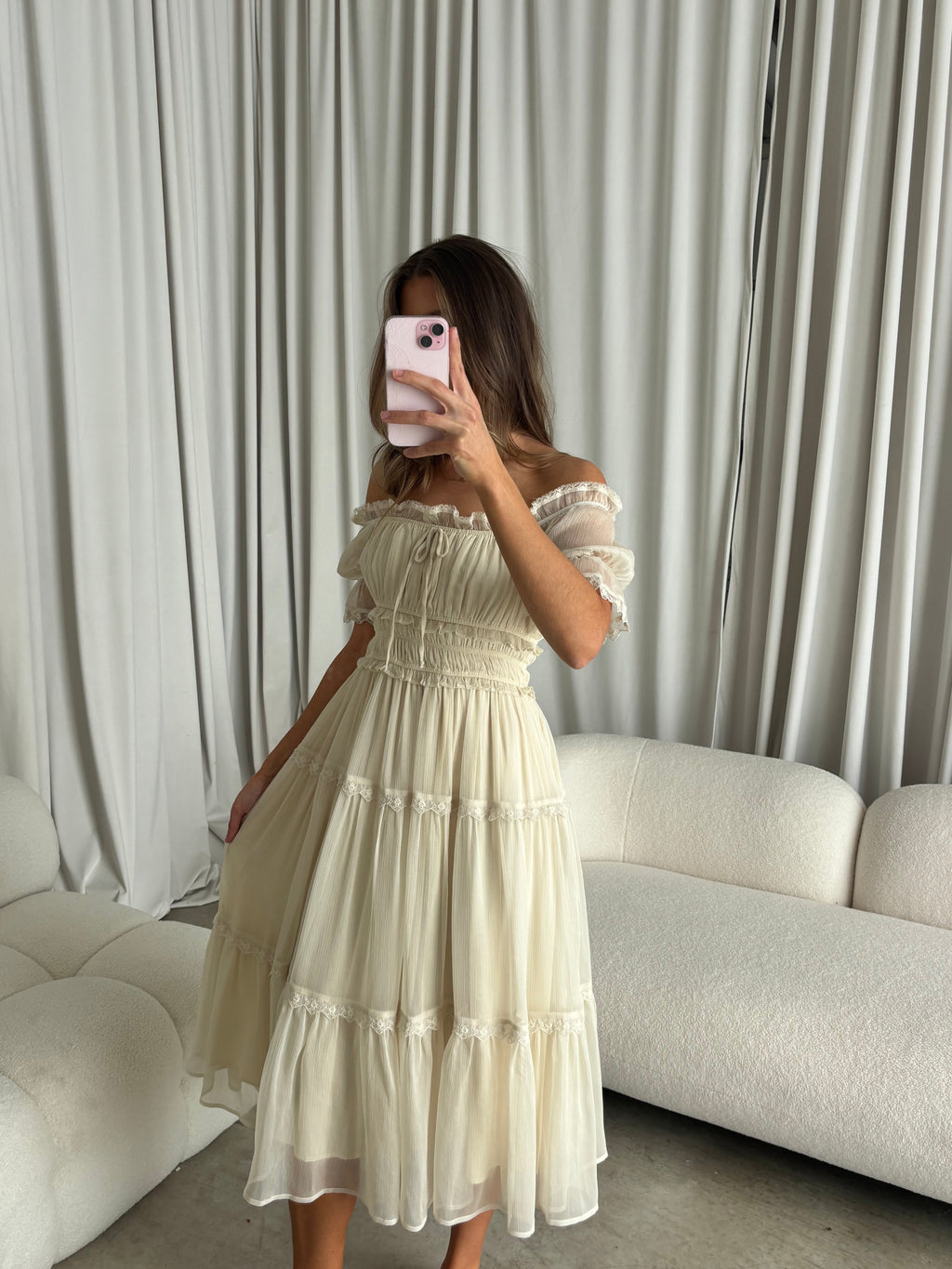 Marla Maxi Dress in Butter Cream - See Selfie Photo for True Color